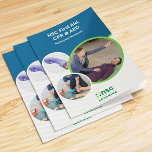 NSC First Aid, CPR and AED Student Workbook 8th Edition print book for first aid, CPR, and AED training courses.