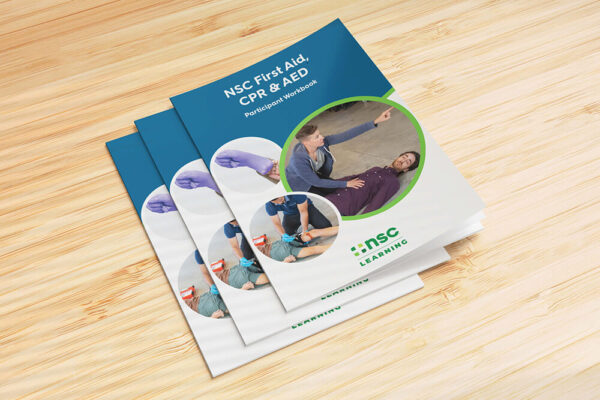 NSC First Aid, CPR and AED Student Workbook 8th Edition print book for first aid, CPR, and AED training courses.