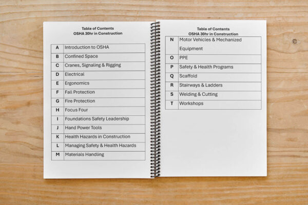 OSHA 30 Hour Student Workbook - Construction