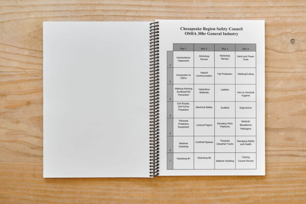 OSHA 30 Hour Student Workbook - General Industry