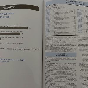 OSHA 29 CFR 1910 General Industry Regulations book open to toxic and hazardous substances reference sections.