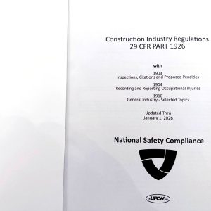 OSHA 29 CFR 1926 Construction Industry Regulations book title page updated through January 1, 2026.
