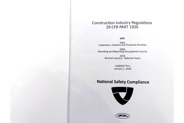 OSHA 29 CFR 1926 Construction Industry Regulations book title page updated through January 1, 2026.
